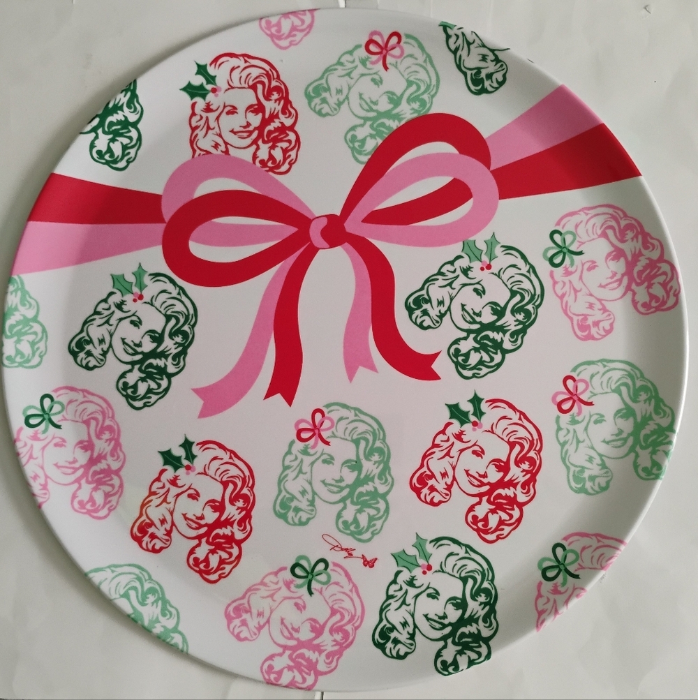 Dolly Parton Tray Melamine 14" Round Holiday Serving Platter Gift Collectible